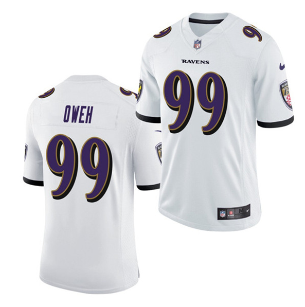 Men's Baltimore Ravens #99 Jayson Oweh White NFL 2021 Draft Vapor Untouchable Limited Stitched Jersey
